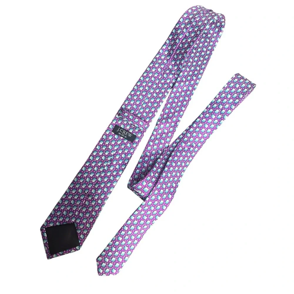 J.Crew 100% Silk Purple‎ Blue Sea Shells Tie